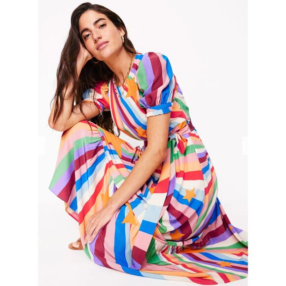 Boden Blouson Crew Neck Dress in Multi Supernova size 6 - Picture 1 of 7